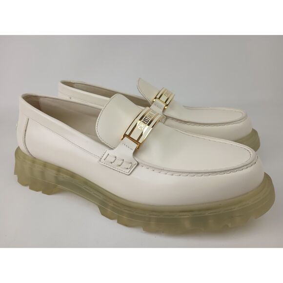 Dior Women's White Code Brushed Calfsking Leather Logo Loafers Size 42 - Picture 1 of 7